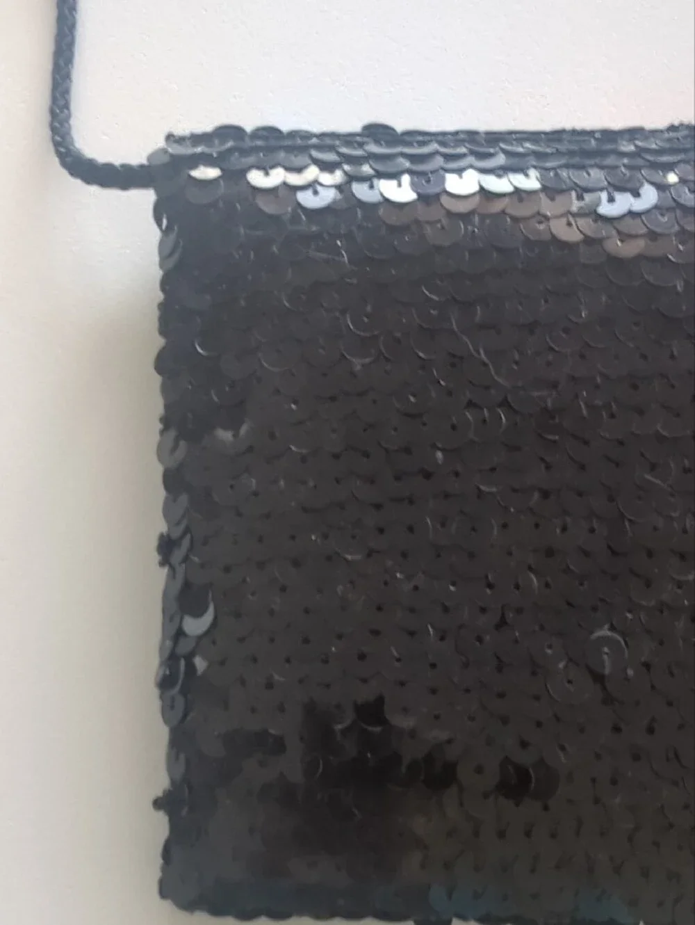 Black Sequin Clutch with Multicolor Beaded Accent